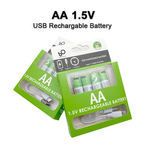 Bateria de lítio recarregável AA de 2600mWh, 1,5 v, compatível com carga direta de linha de TYPE-C, pilhas recarregáveis